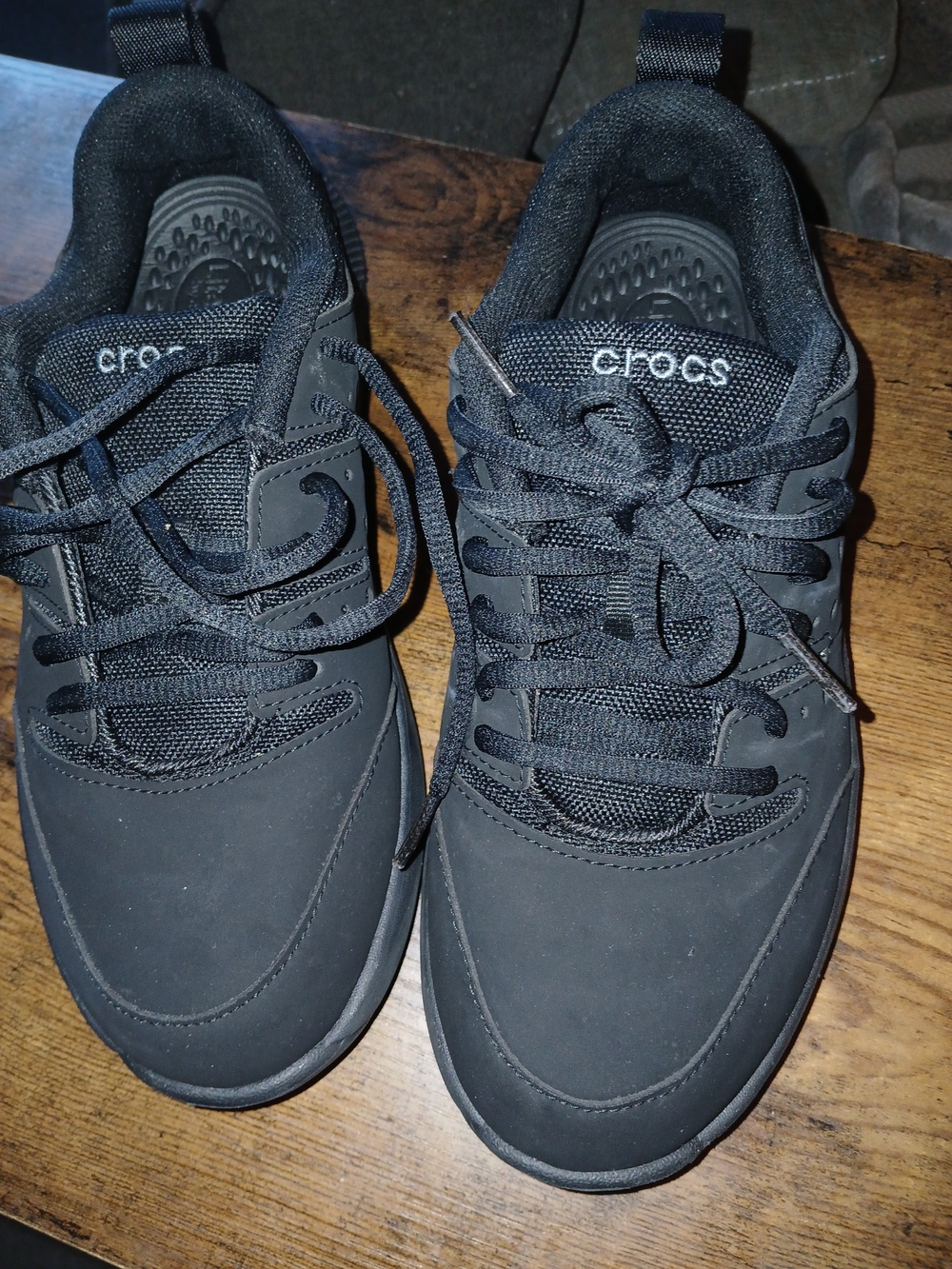 Crocs  Black Lace-Up Athletic Sneakers